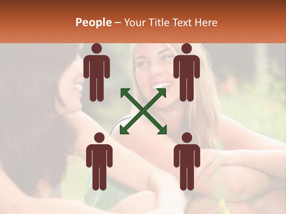 Two Women Sitting Next To Each Other Talking PowerPoint Template