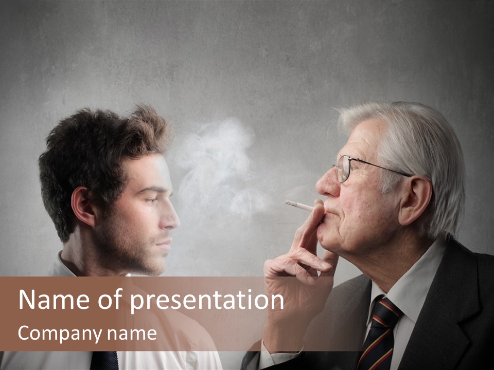 A Man Smoking A Cigarette Next To Another Man PowerPoint Template