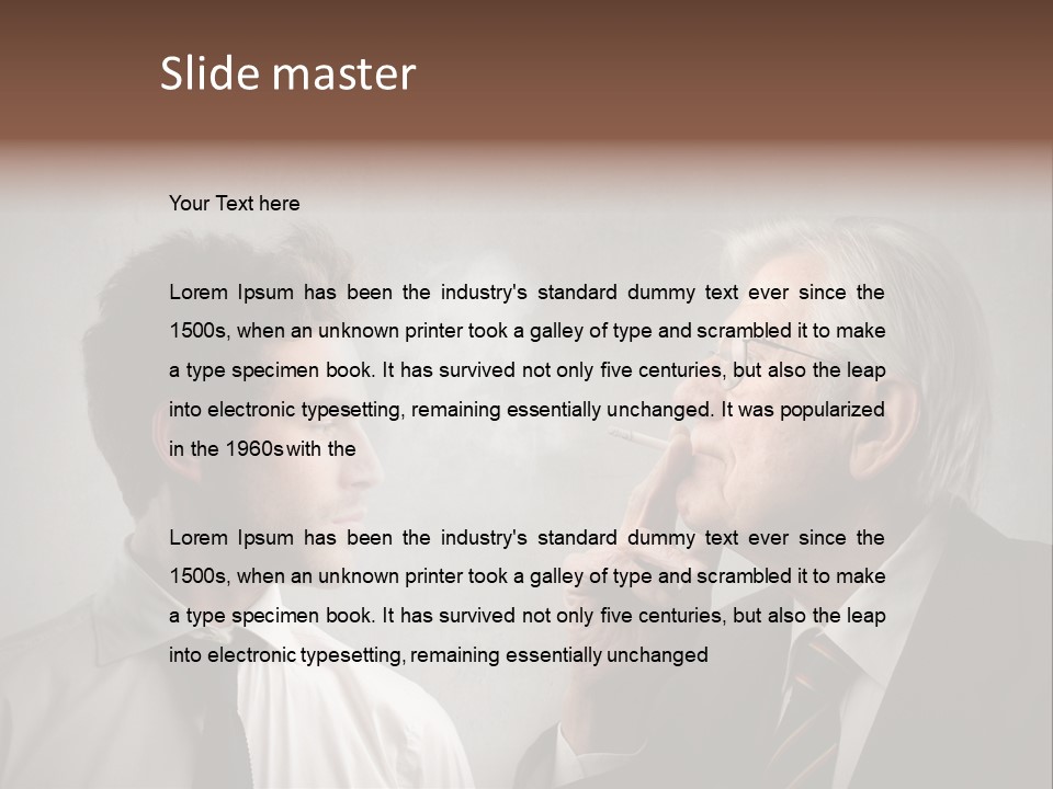 A Man Smoking A Cigarette Next To Another Man PowerPoint Template