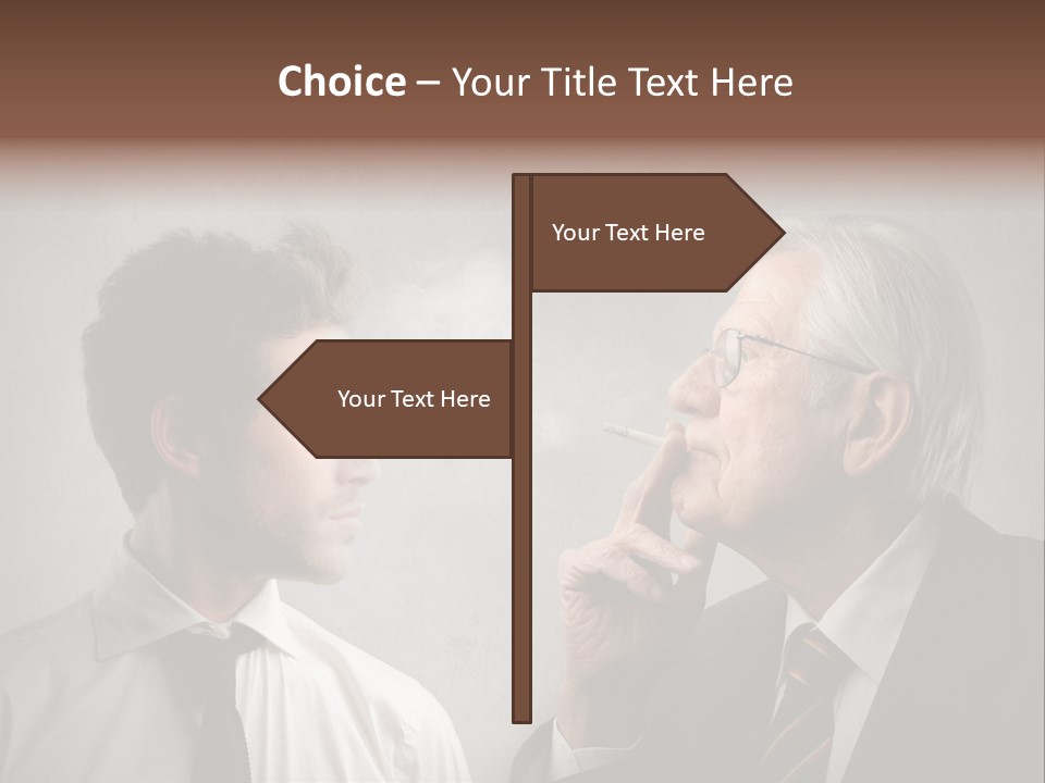 A Man Smoking A Cigarette Next To Another Man PowerPoint Template