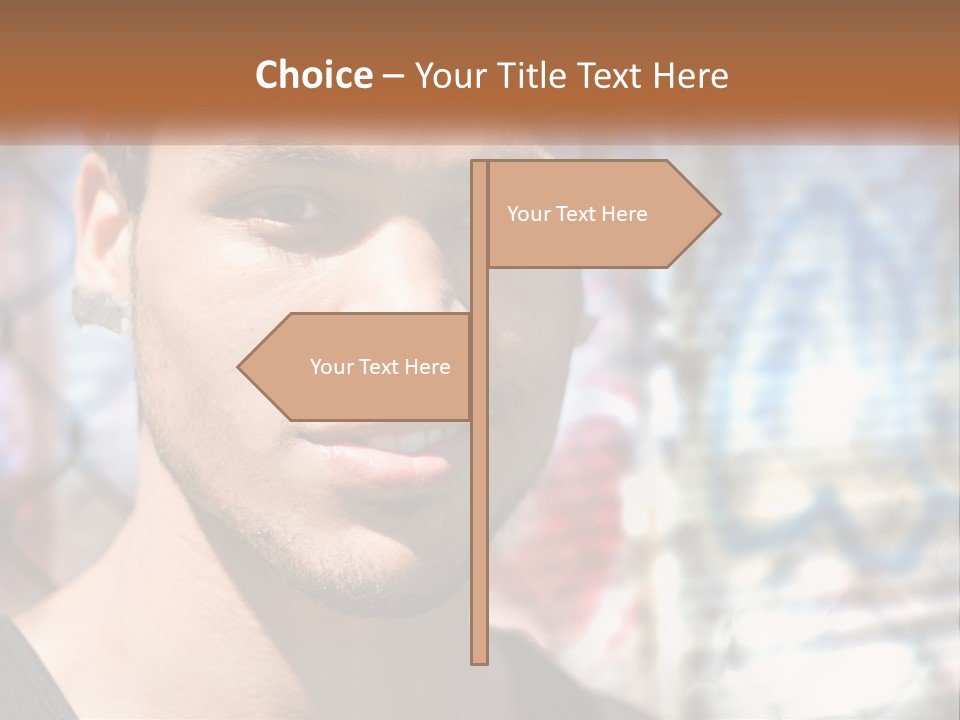 A Man In A Red Hat Is Looking At The Camera PowerPoint Template