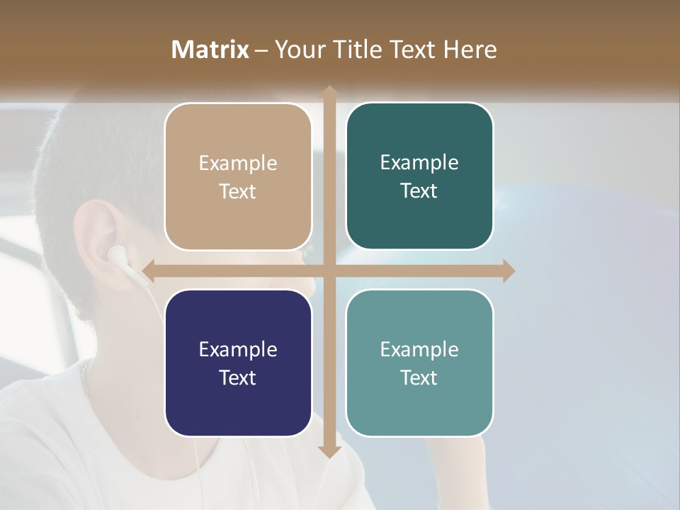 A Young Man Listening To Music With Headphones PowerPoint Template