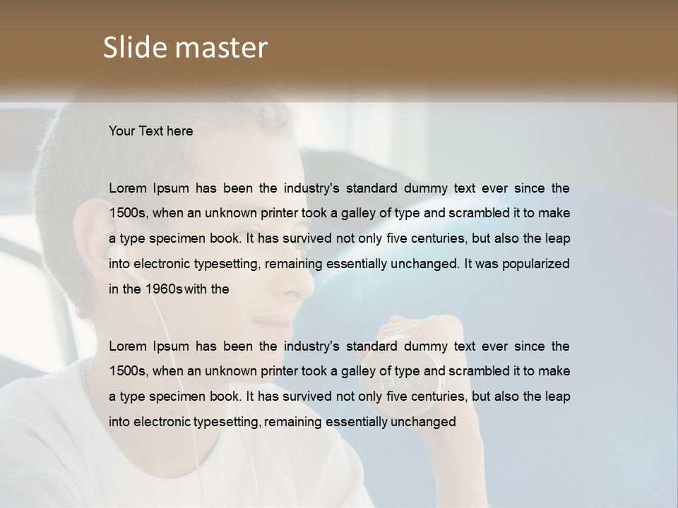 A Young Man Listening To Music With Headphones PowerPoint Template