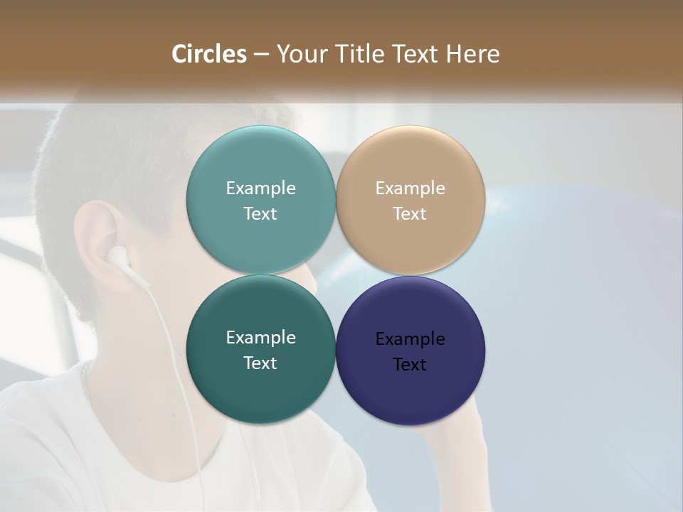 A Young Man Listening To Music With Headphones PowerPoint Template