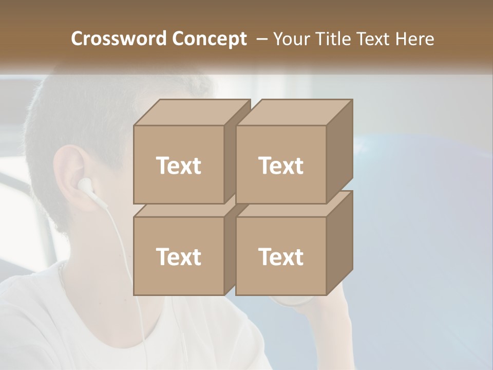 A Young Man Listening To Music With Headphones PowerPoint Template