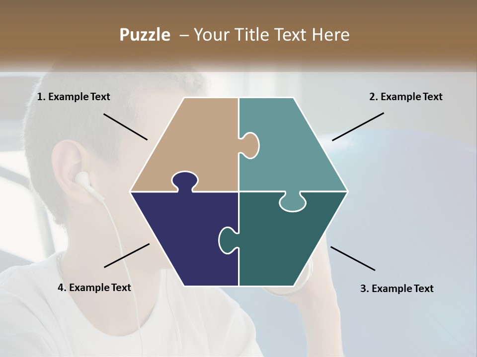 A Young Man Listening To Music With Headphones PowerPoint Template