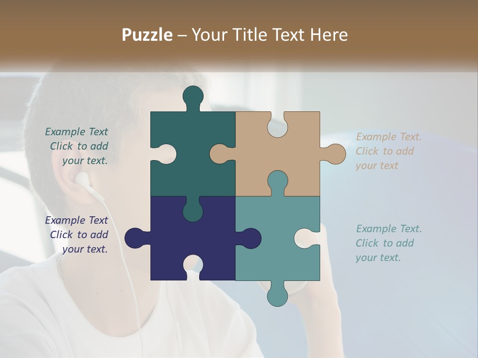 A Young Man Listening To Music With Headphones PowerPoint Template