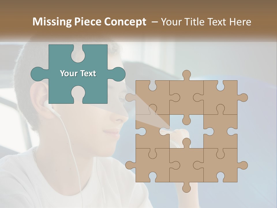 A Young Man Listening To Music With Headphones PowerPoint Template