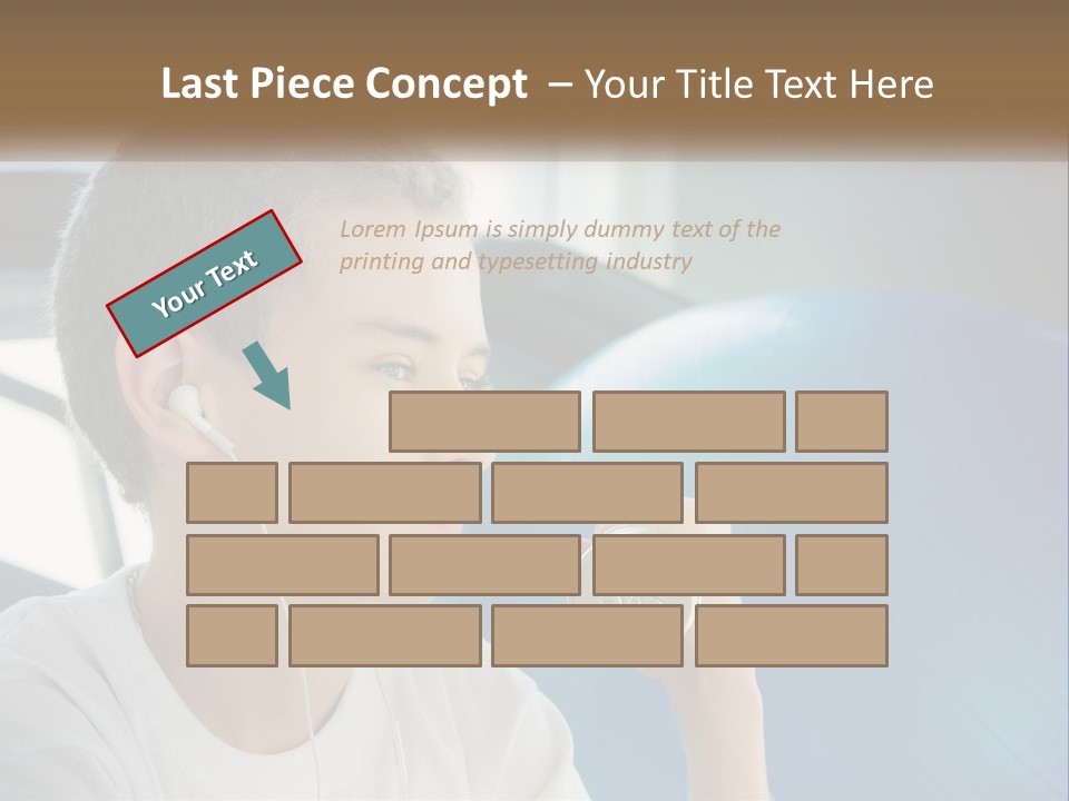 A Young Man Listening To Music With Headphones PowerPoint Template
