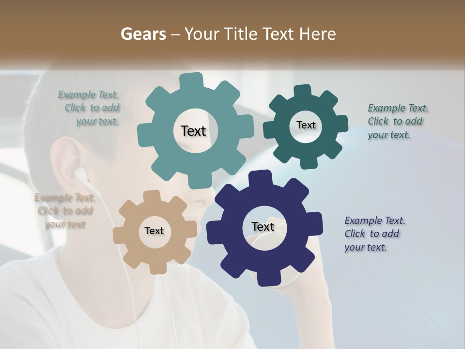 A Young Man Listening To Music With Headphones PowerPoint Template