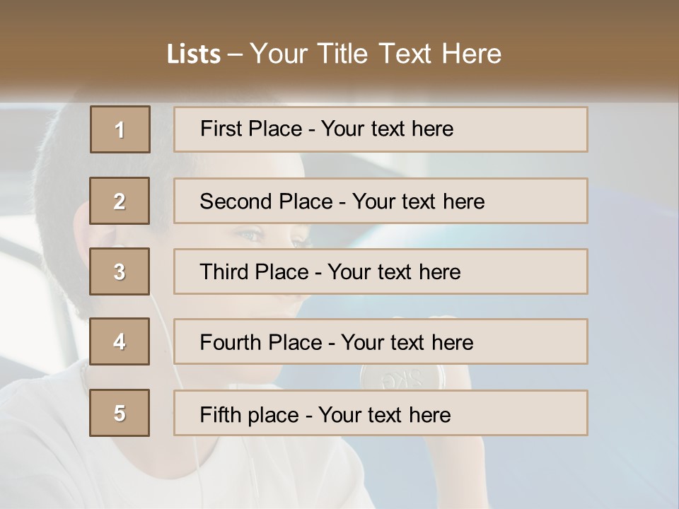 A Young Man Listening To Music With Headphones PowerPoint Template