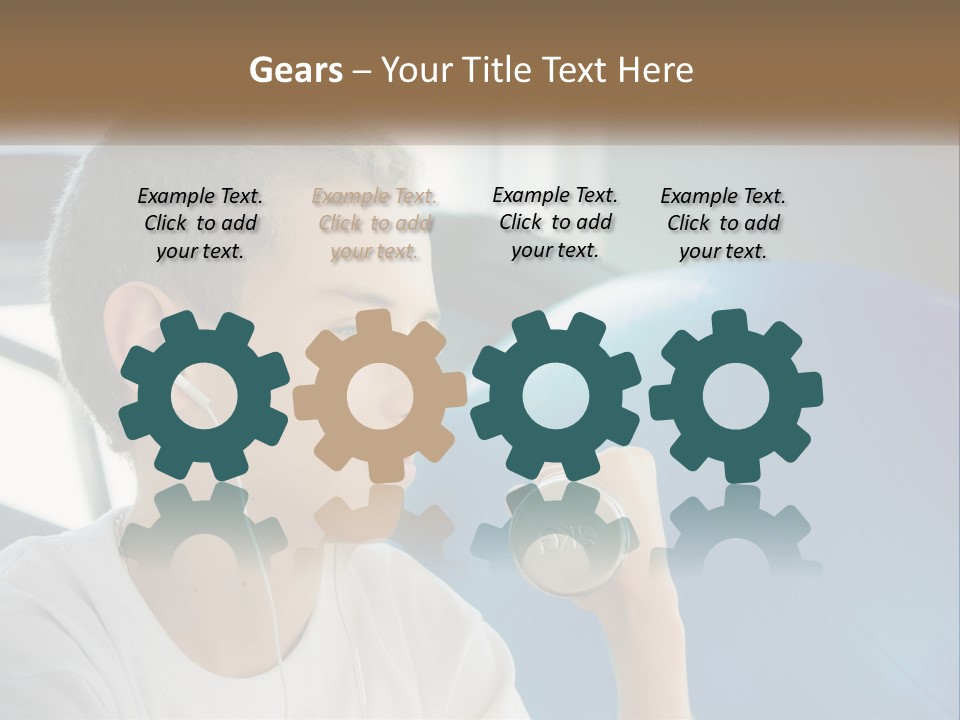 A Young Man Listening To Music With Headphones PowerPoint Template