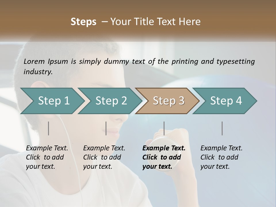 A Young Man Listening To Music With Headphones PowerPoint Template