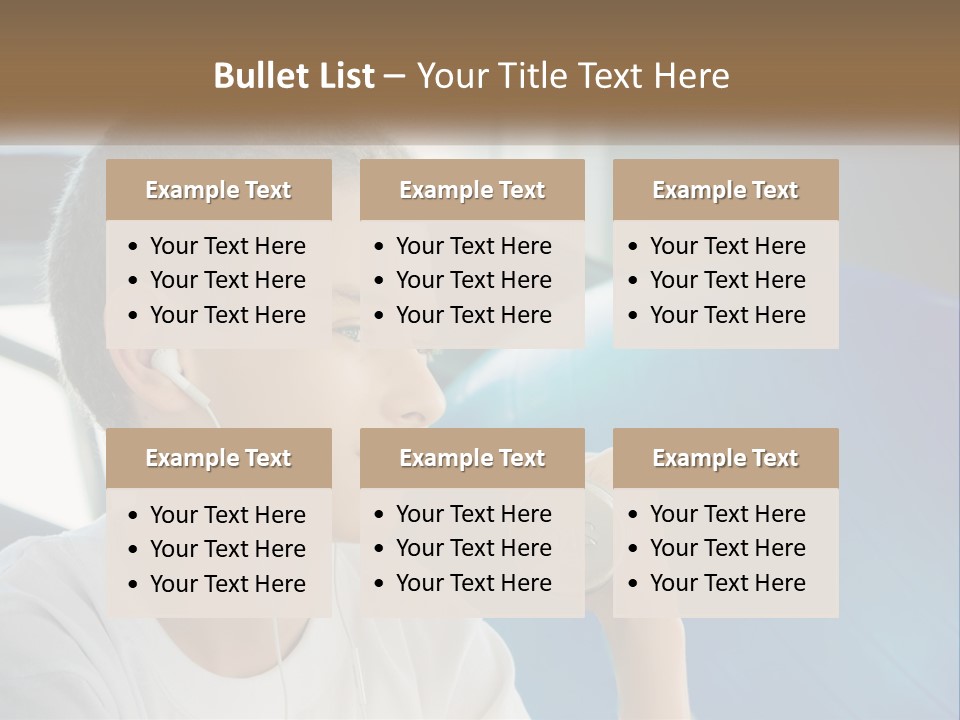 A Young Man Listening To Music With Headphones PowerPoint Template