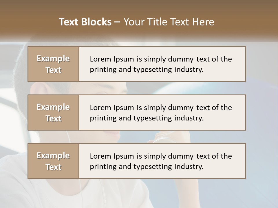 A Young Man Listening To Music With Headphones PowerPoint Template