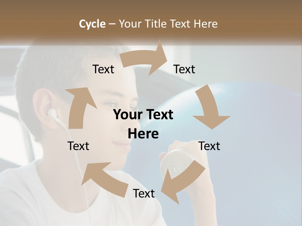 A Young Man Listening To Music With Headphones PowerPoint Template