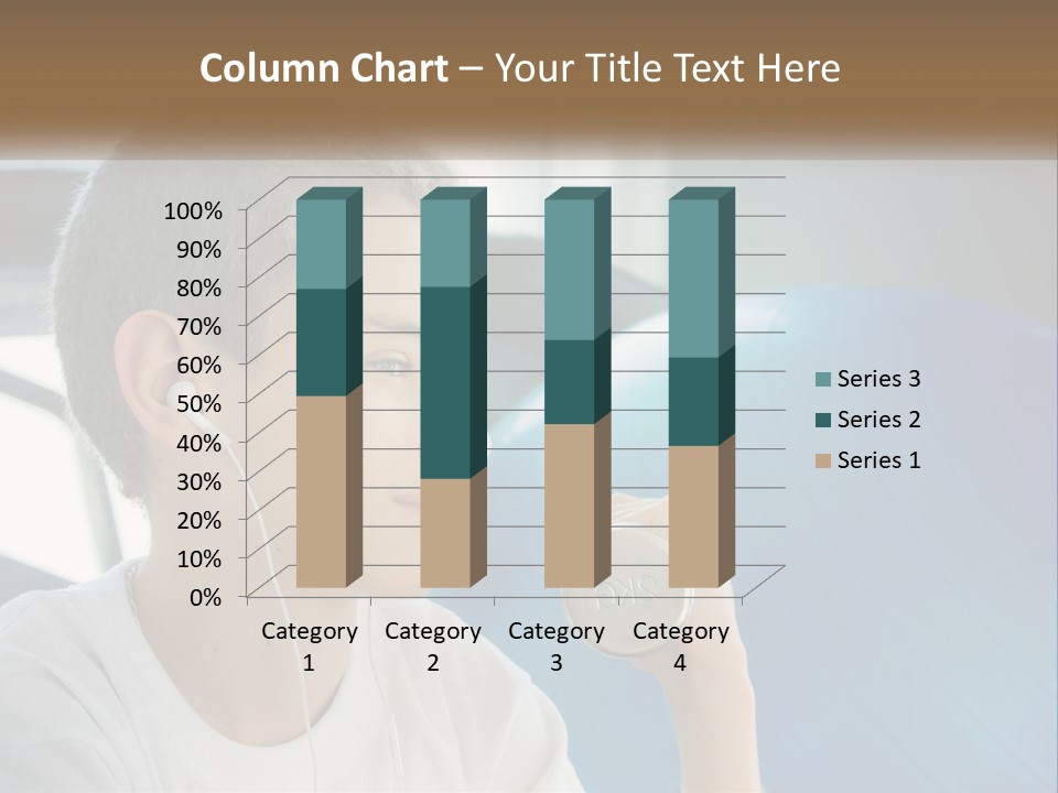A Young Man Listening To Music With Headphones PowerPoint Template