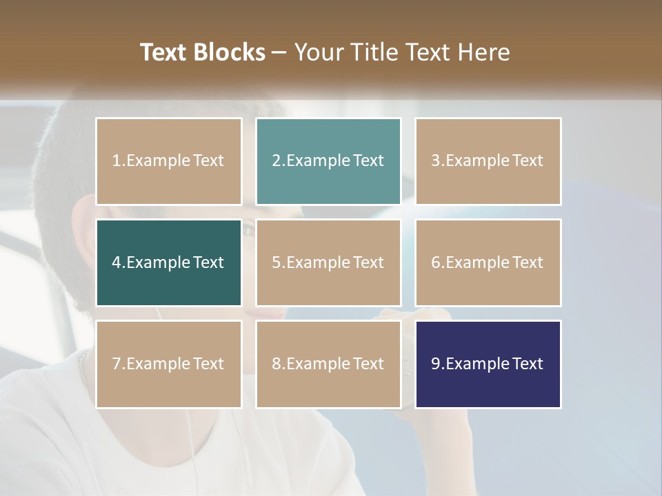 A Young Man Listening To Music With Headphones PowerPoint Template