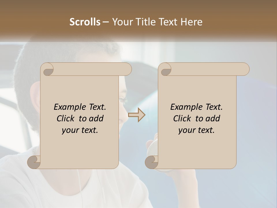 A Young Man Listening To Music With Headphones PowerPoint Template