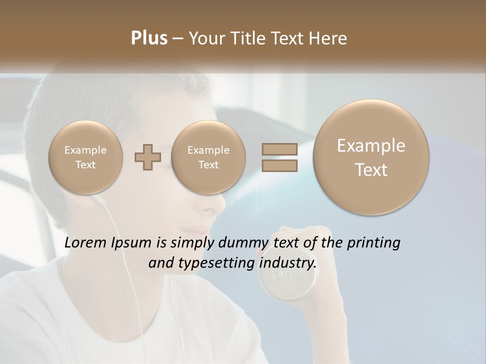 A Young Man Listening To Music With Headphones PowerPoint Template