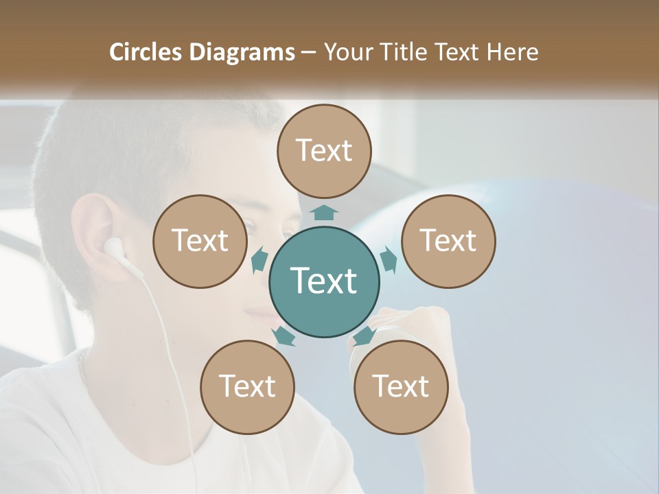 A Young Man Listening To Music With Headphones PowerPoint Template