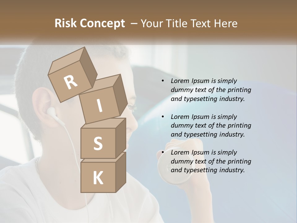 A Young Man Listening To Music With Headphones PowerPoint Template