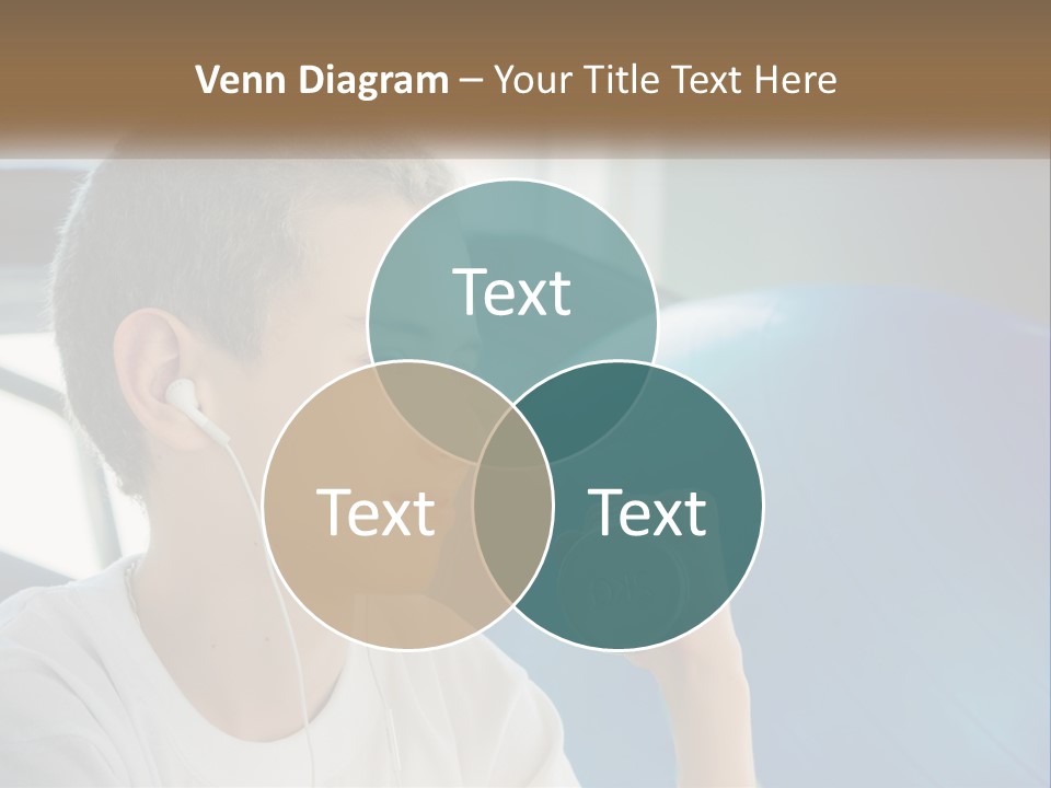 A Young Man Listening To Music With Headphones PowerPoint Template