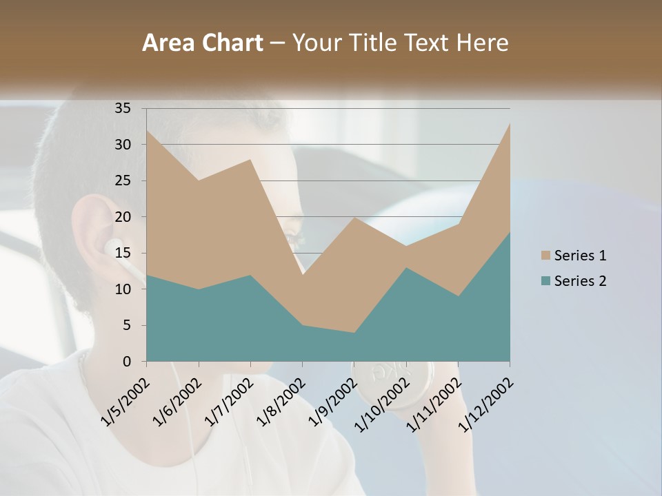 A Young Man Listening To Music With Headphones PowerPoint Template