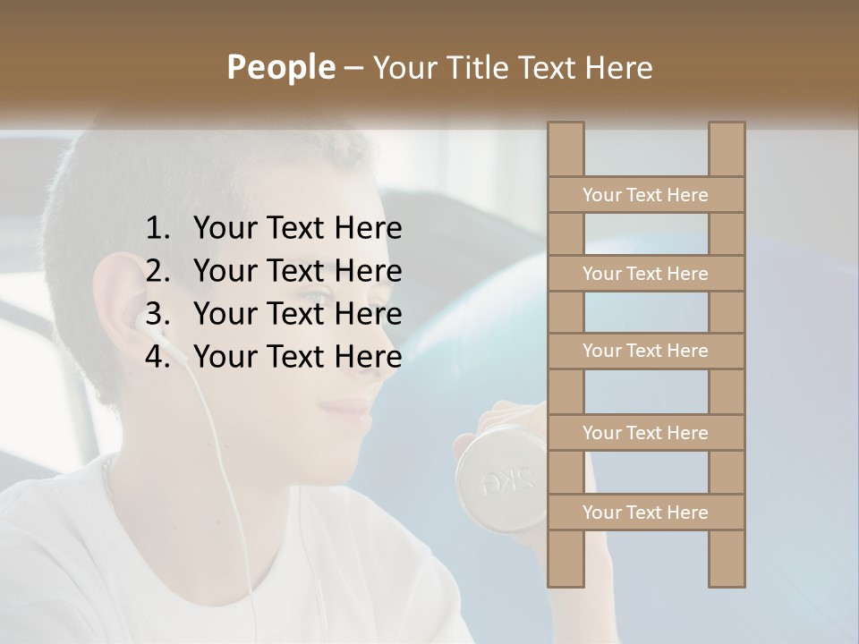 A Young Man Listening To Music With Headphones PowerPoint Template