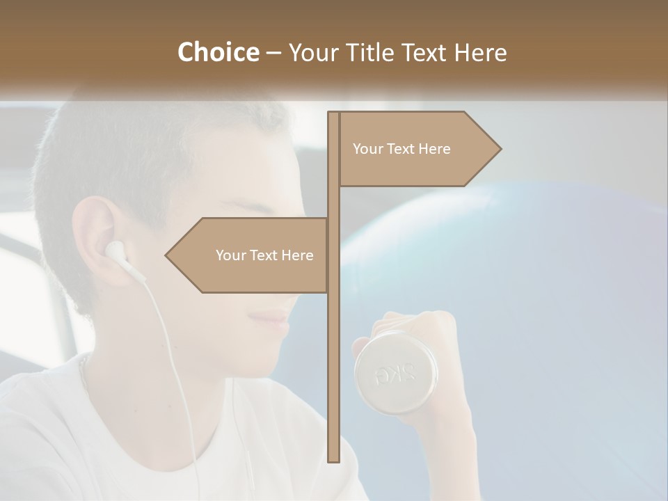 A Young Man Listening To Music With Headphones PowerPoint Template