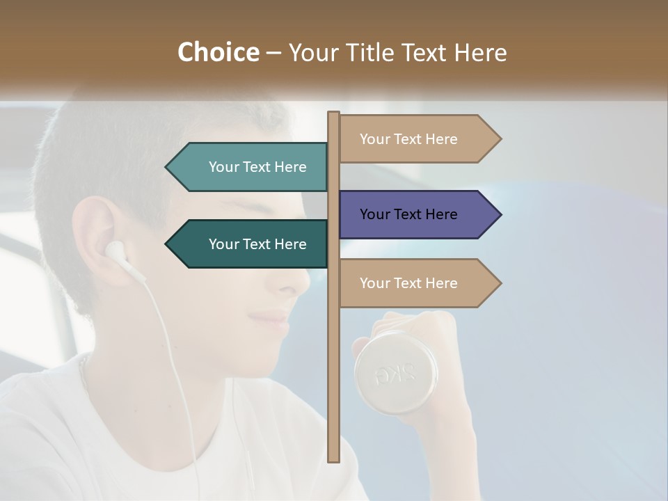 A Young Man Listening To Music With Headphones PowerPoint Template