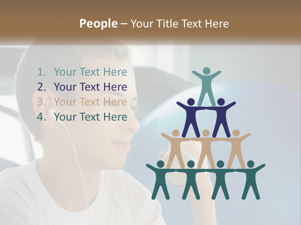 A Young Man Listening To Music With Headphones PowerPoint Template