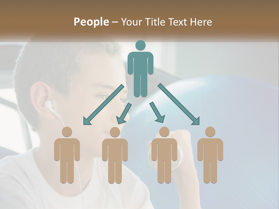 A Young Man Listening To Music With Headphones PowerPoint Template