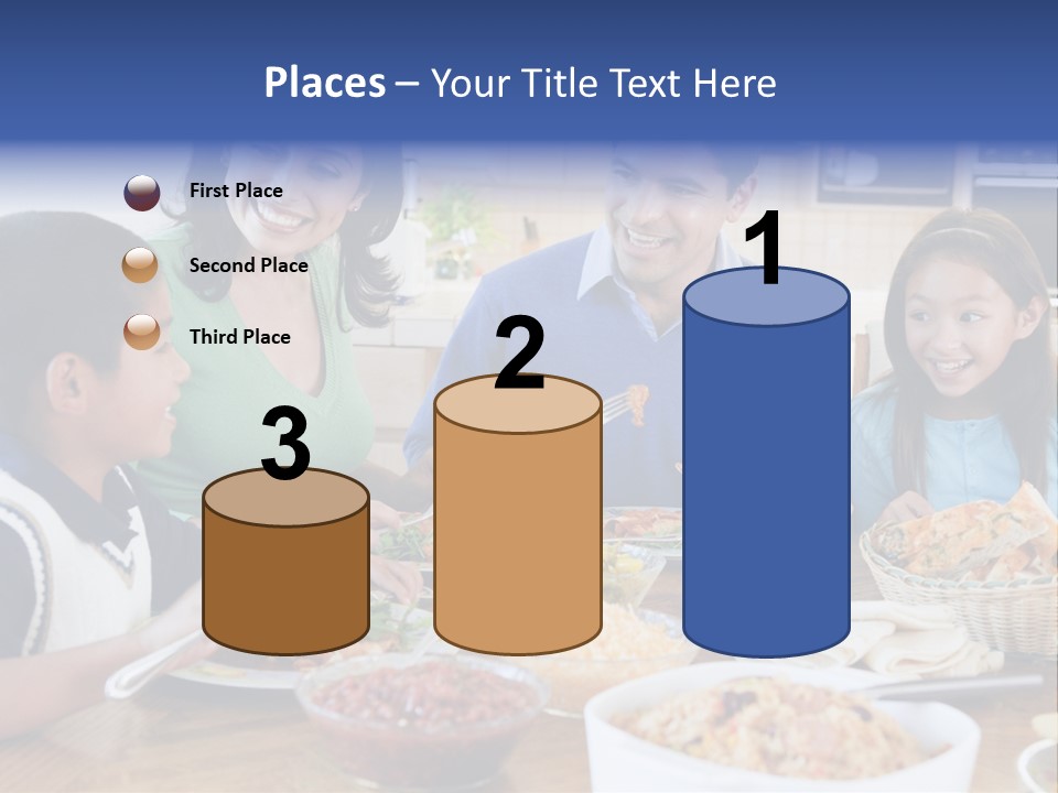 A Family Eating A Meal Together At A Table PowerPoint Template