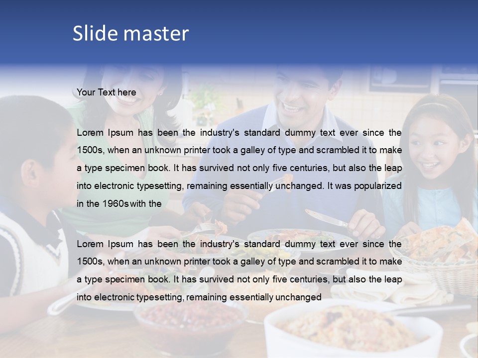 A Family Eating A Meal Together At A Table PowerPoint Template