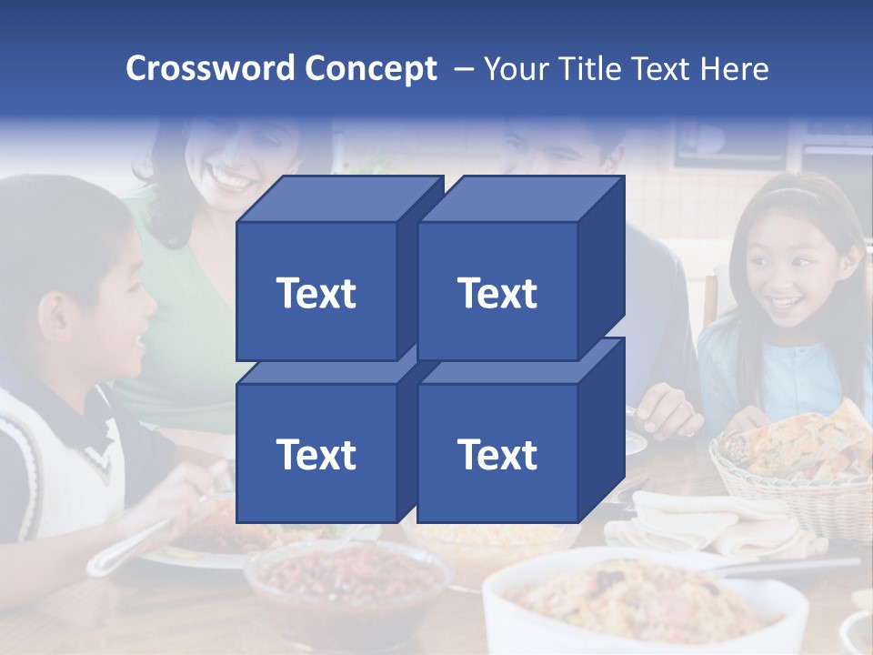 A Family Eating A Meal Together At A Table PowerPoint Template