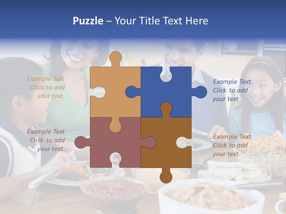 A Family Eating A Meal Together At A Table PowerPoint Template