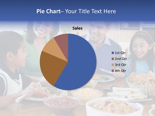 A Family Eating A Meal Together At A Table PowerPoint Template
