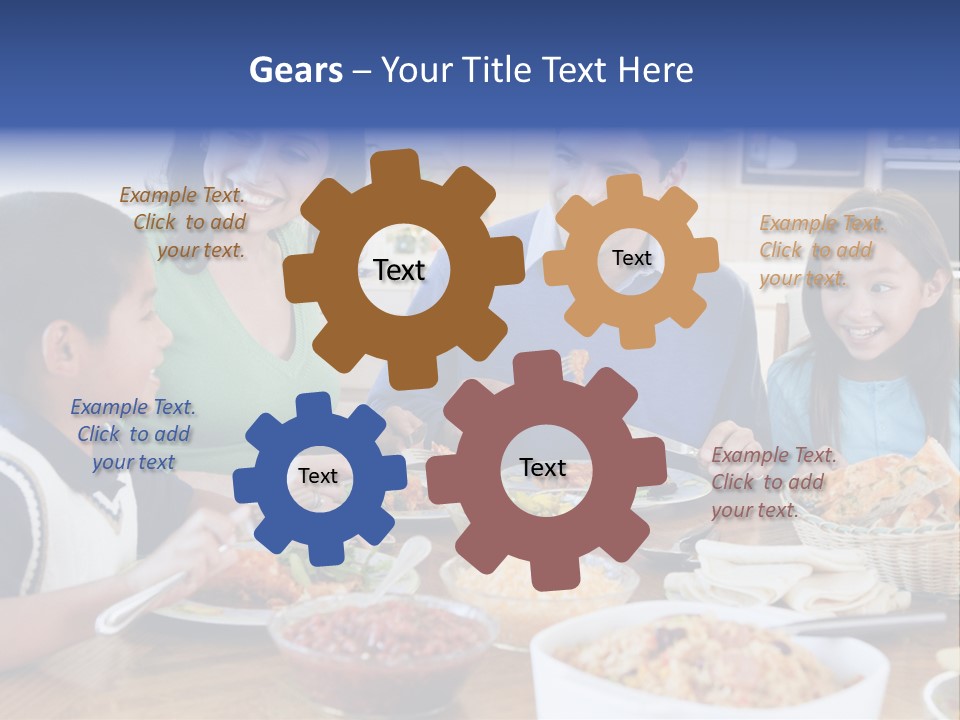 A Family Eating A Meal Together At A Table PowerPoint Template