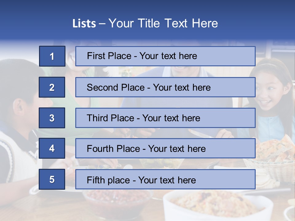 A Family Eating A Meal Together At A Table PowerPoint Template
