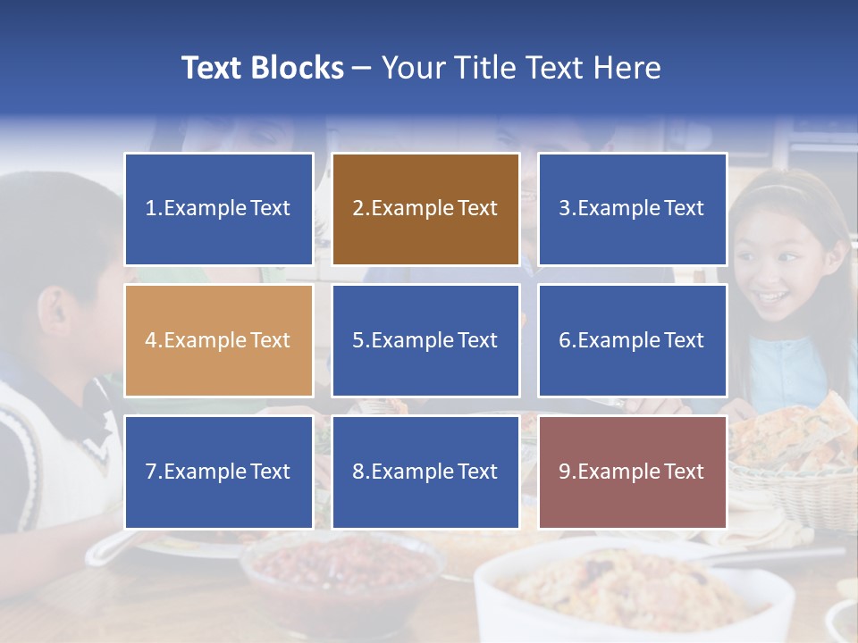 A Family Eating A Meal Together At A Table PowerPoint Template