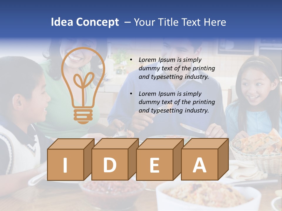 A Family Eating A Meal Together At A Table PowerPoint Template