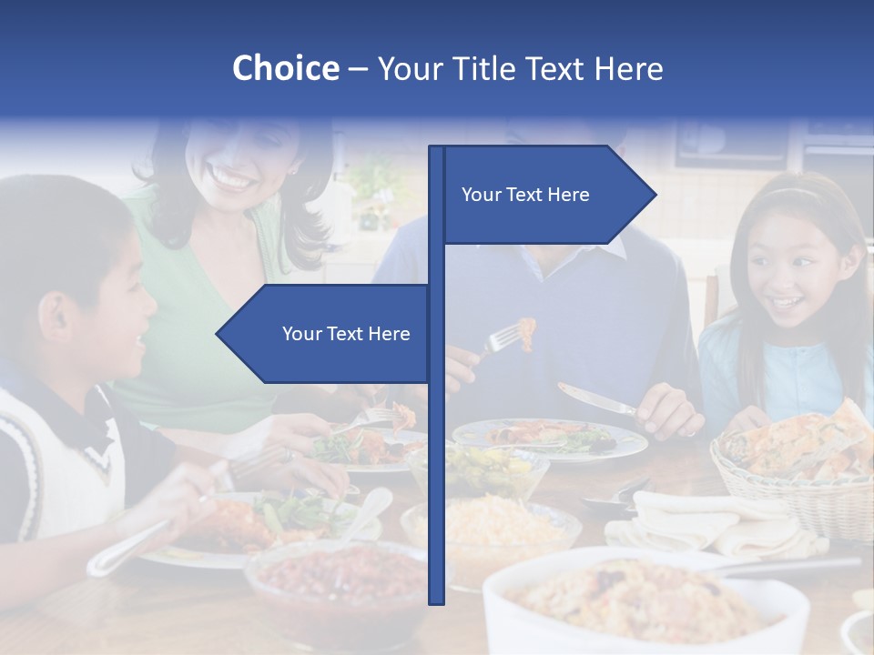 A Family Eating A Meal Together At A Table PowerPoint Template