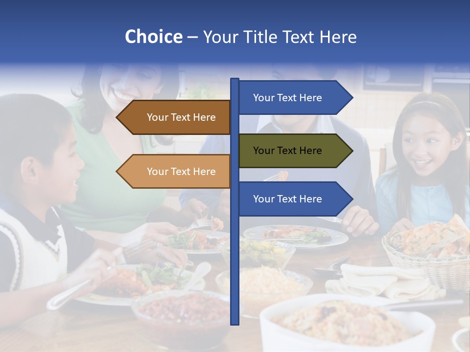 A Family Eating A Meal Together At A Table PowerPoint Template