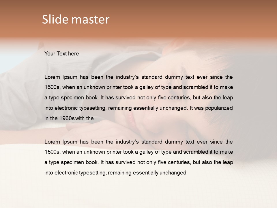 A Young Boy Sleeping On Top Of A Bed PowerPoint Template