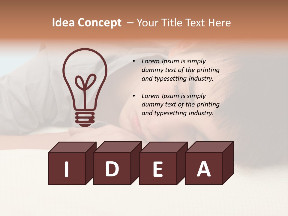 A Young Boy Sleeping On Top Of A Bed PowerPoint Template