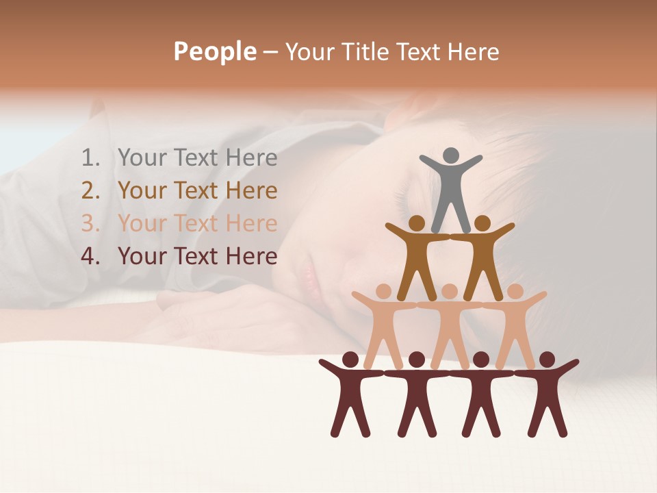 A Young Boy Sleeping On Top Of A Bed PowerPoint Template