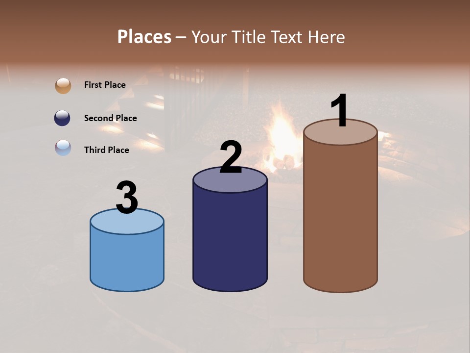 A Fire Pit In A Backyard With Steps Leading Up To It PowerPoint Template