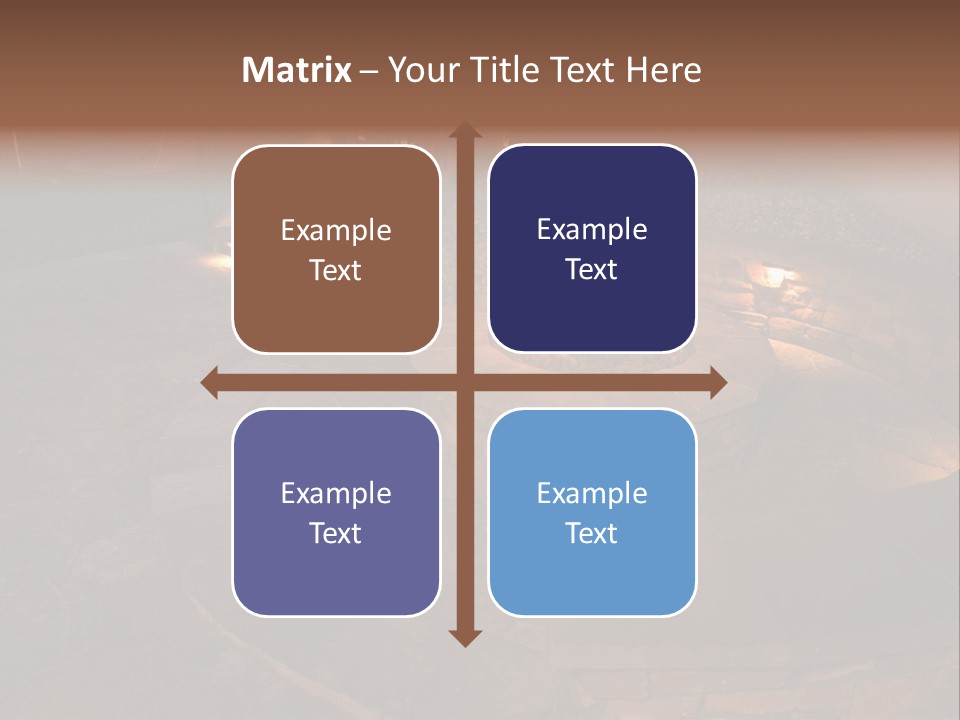 A Fire Pit In A Backyard With Steps Leading Up To It PowerPoint Template