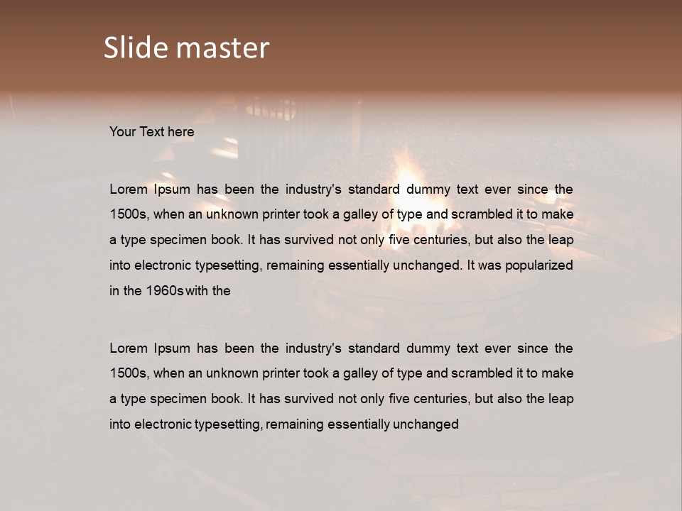 A Fire Pit In A Backyard With Steps Leading Up To It PowerPoint Template